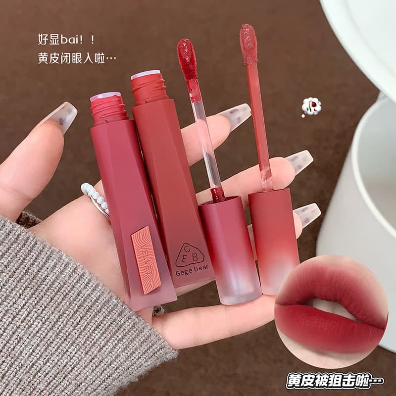Gege Bear Velvet High-Definition Lip Gloss, Pure Velvet Soft Matte Long-Lasting Lip Mud, Cross-Border Beauty Lipstick for Women