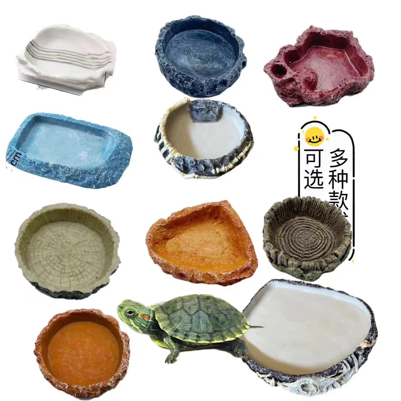 Tortoise/Water Turtle/Reptile Lizard Snake Water Bowl/Simulated Resin Spider Horned Frog Feeding Bowl/Resin Craft