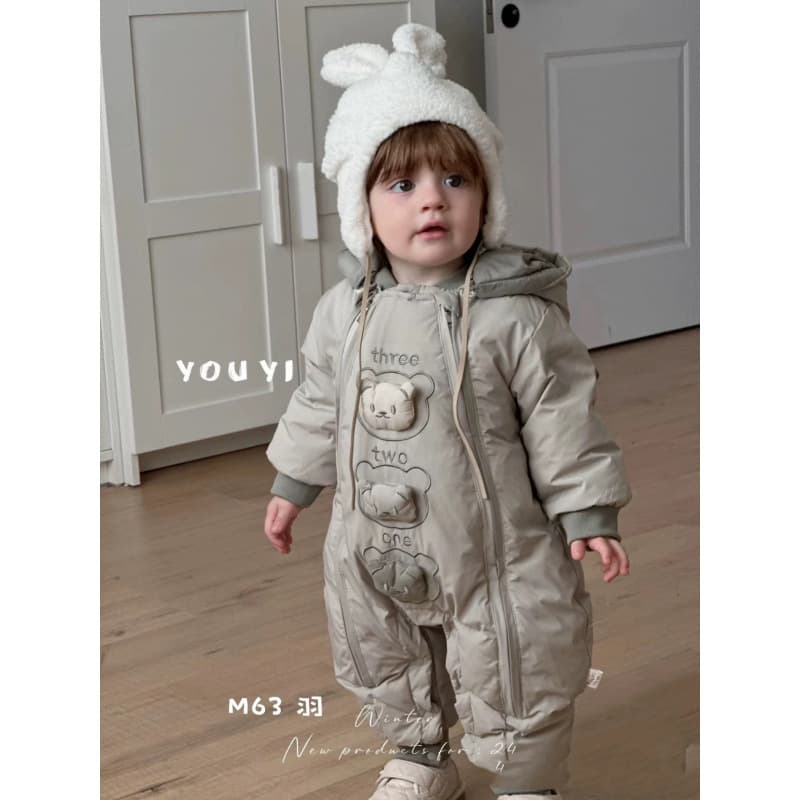 Momoli infant down jacket winter thickened boy baby winter clothing jumpsuit three bears down outerwear carrying suit