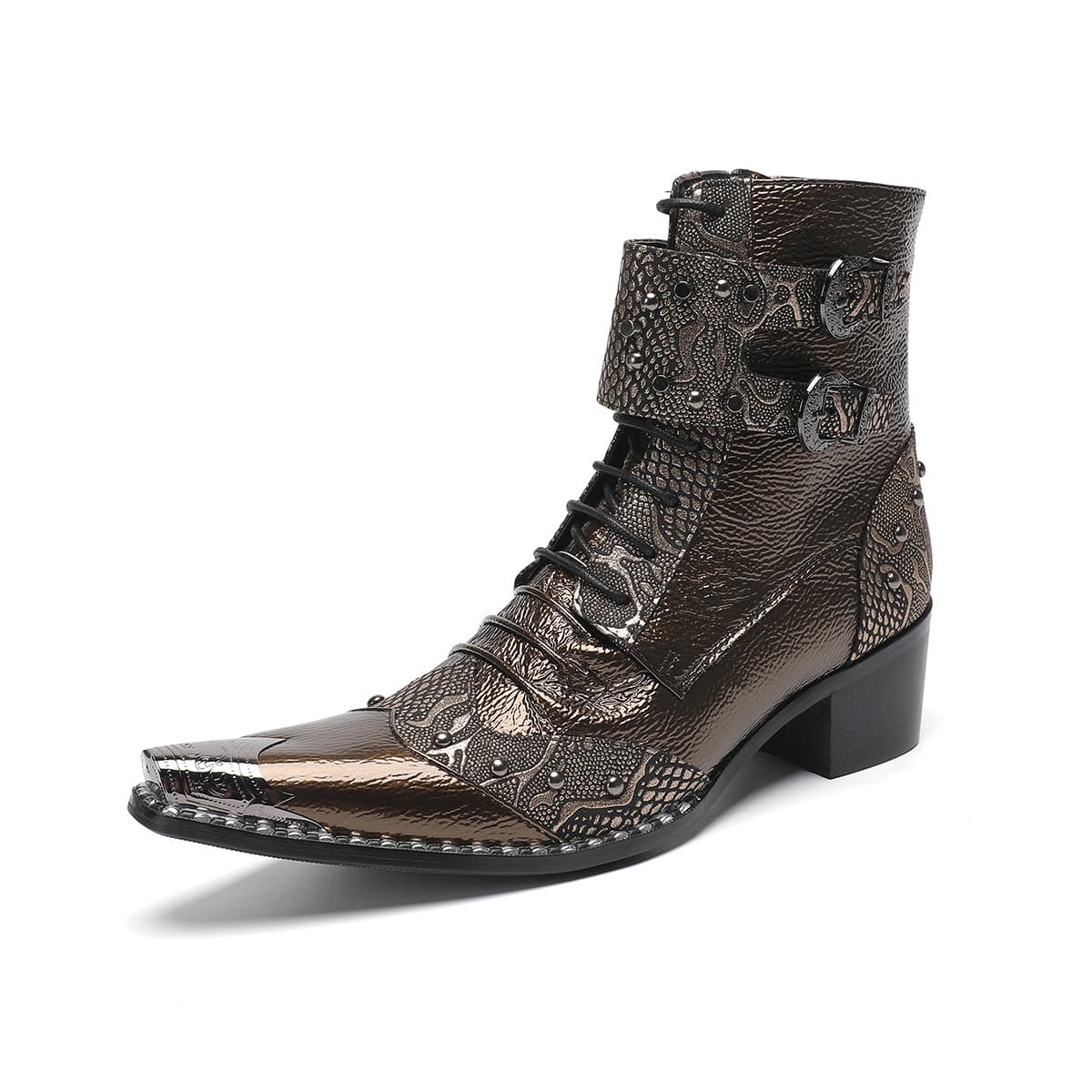 New Autumn/Winter Casual High-Top Leather Martin Boots Men's Short Boots Genuine Leather Shiny Chelsea Boots Pointed Toe Fashion Boots