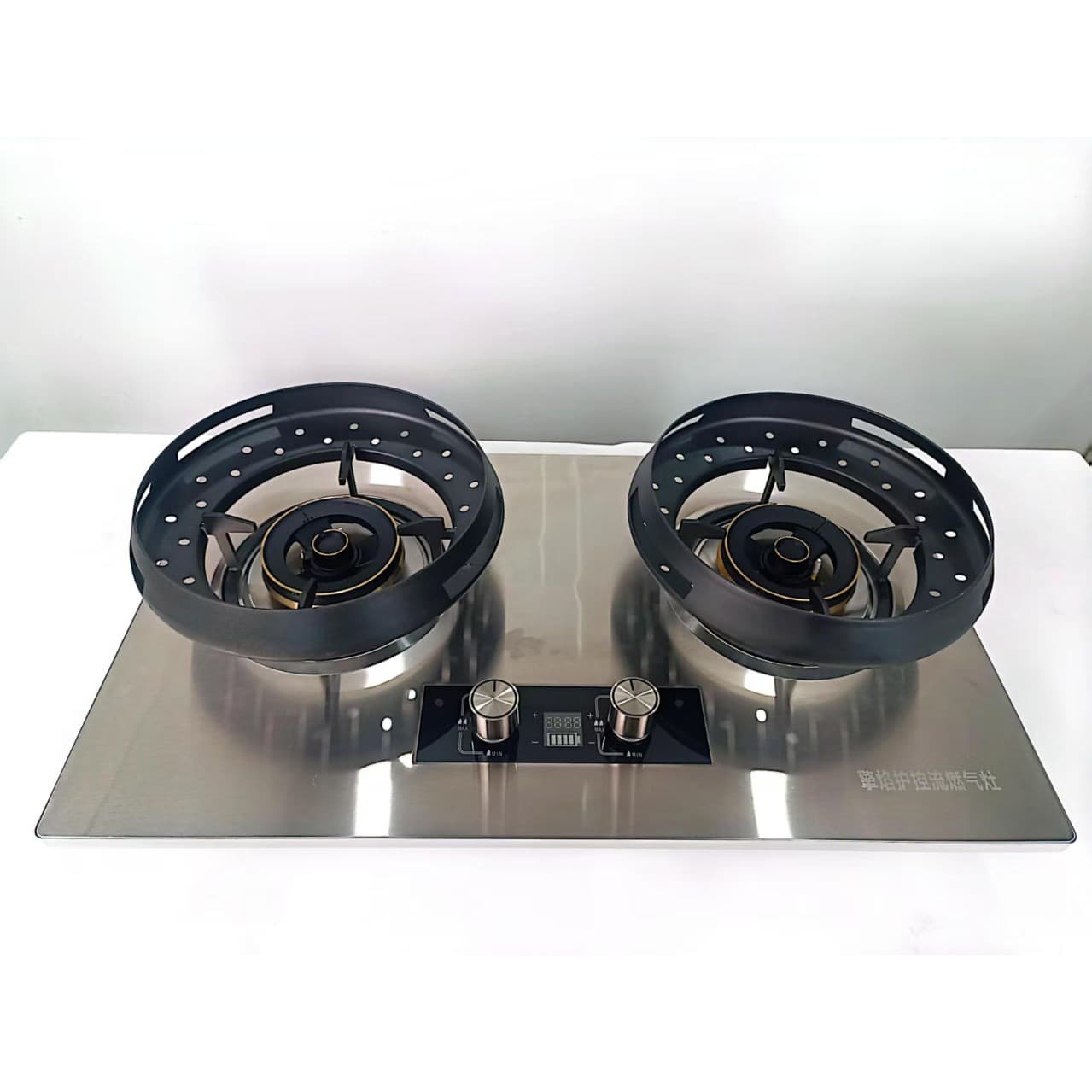 Qingyanhu Brand Flow-Control Gas Stove, Dual Burner, Stainless Steel Panel