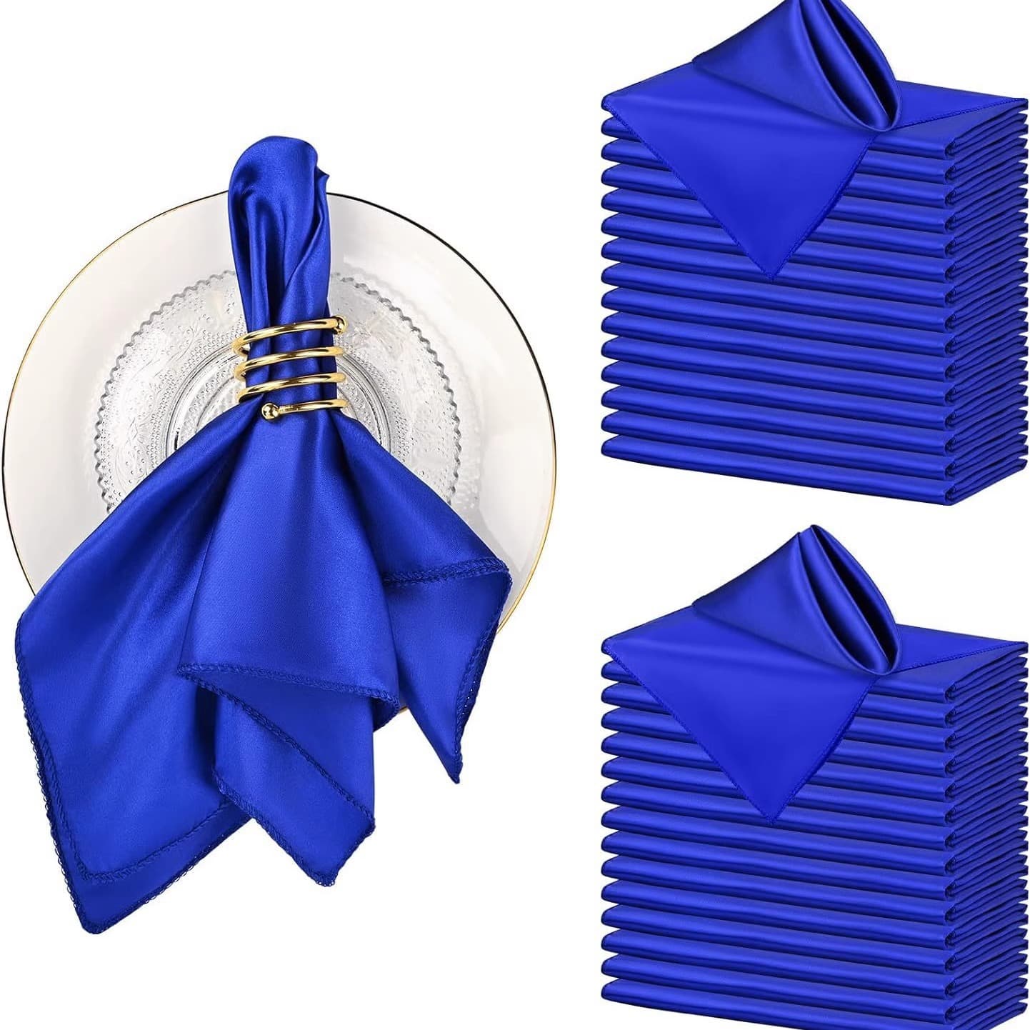 Satin Napkin Fabric Silk Surface Hemmed Solid Color Square Decorative for Restaurant Hotel Wedding
