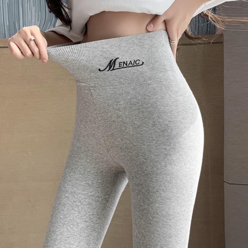 Ribbed Leggings for Women, Autumn/Winter Outer Wear Comfortable Slim High-Waisted Butt-Lifting Tapered Pants