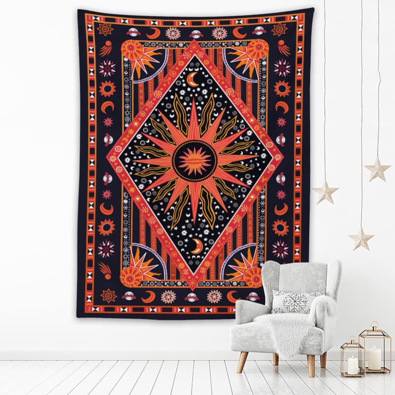 Totem Bohemian Series Home Wall Art Hanging Decoration Picnic Mat Tapestry Wall Hanging Geometric Pattern Ethnic Style