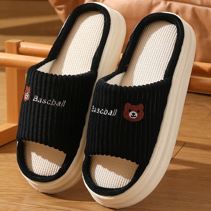 Spot four-season slippers for women in spring, summer, autumn and winter, cute home anti-slip, daily breathable, poop-feeling indoor thick-soled slippers