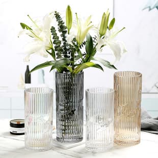 Simple Striped Hollow Glass Vase, Transparent Vase for Fresh Flowers, Hydroponic Flower Vase, Living Room Decorative Ornament