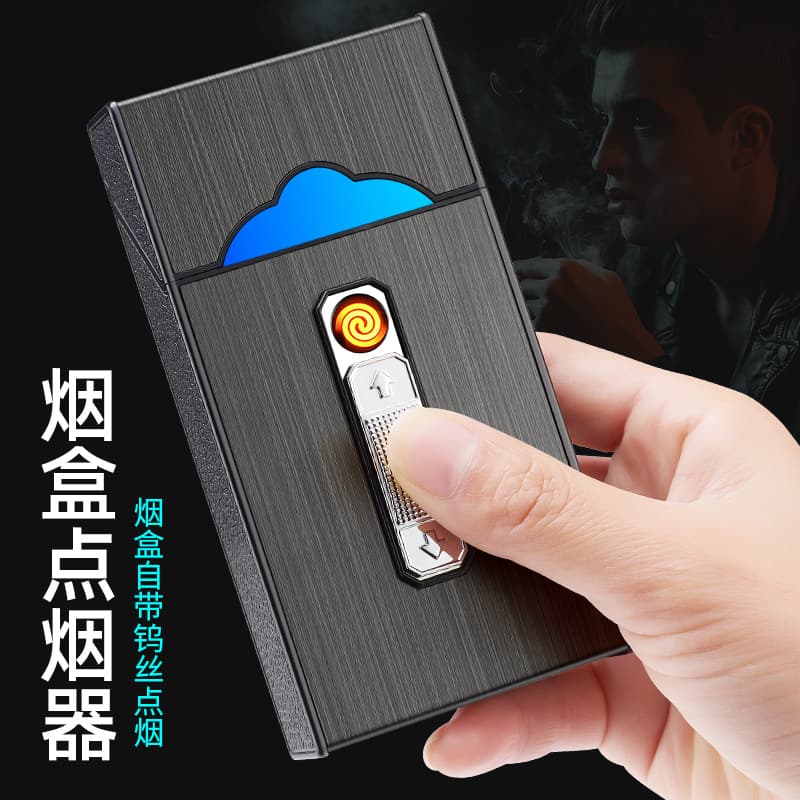 Creative Pack of 20 Slim Cigarettes Whole Pack Cigarette Charging Case 20 Metal USB Cigarette Case Charging Lighter Wholesale