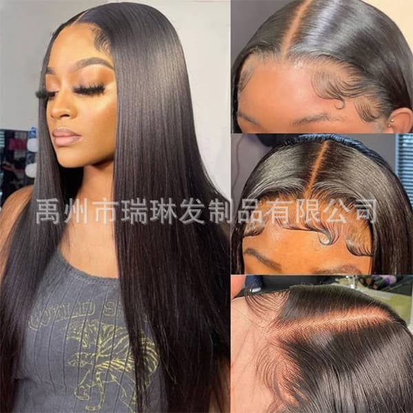 humanhair13*4 human hair front lace headgear lacefrontalwigs European and American wig factory straight hair