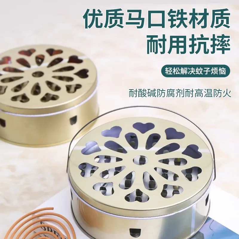 Portable Mosquito Coil Box, Extra Large and Deep Household Coil Plate with Lid, Flowerpot-Style for Bedroom Use