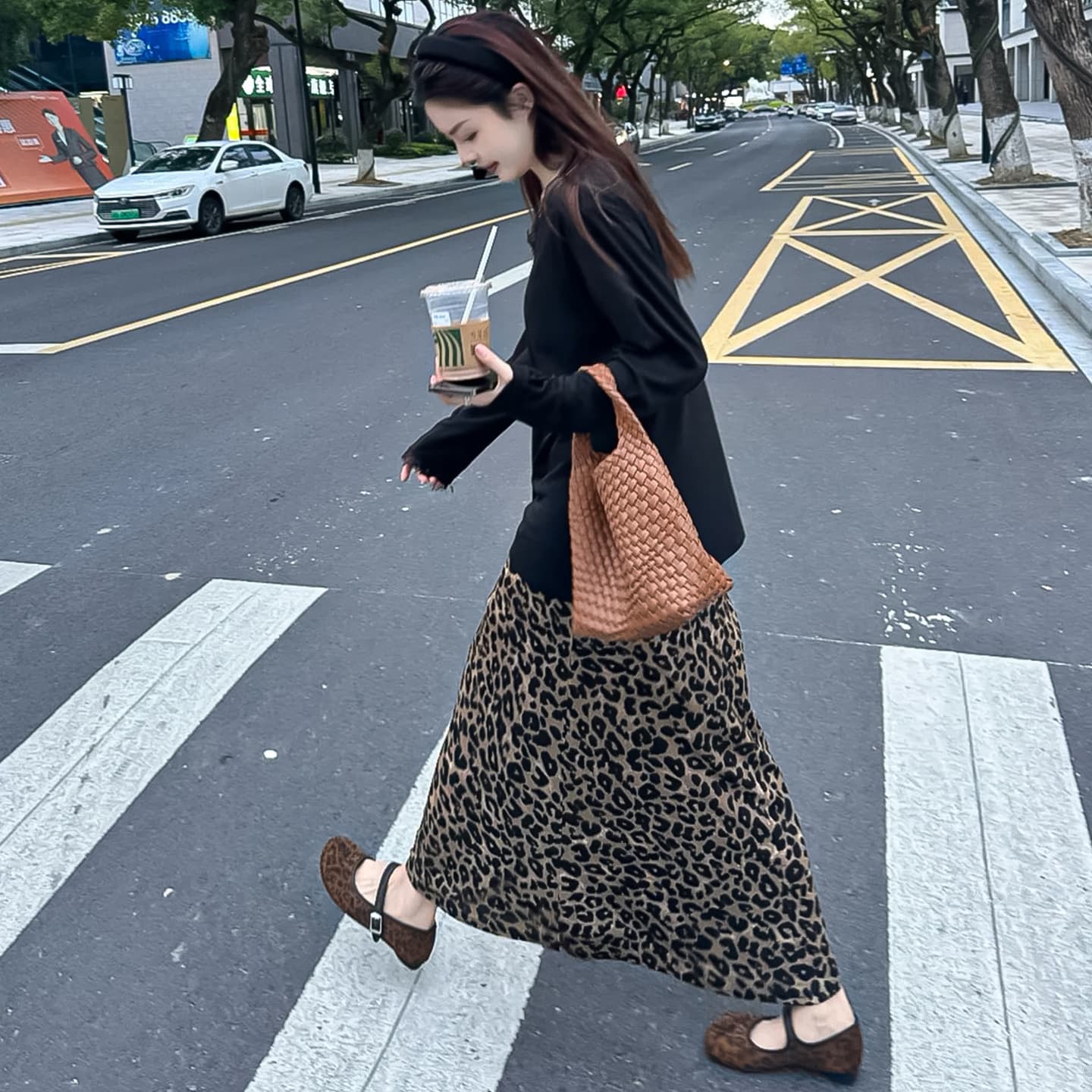 American Style Sexy Leopard Print Skirt for Women Summer 2026 New Plus Size High Waist Slimming A-Line Fishtail Skirt