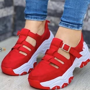 Export Plus Size Sandals Women 2026 In Stock Spring/Autumn New Round Toe Thick Sole Low Top Buckle Flat Casual Sports Shoes