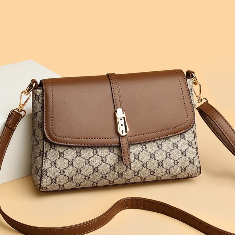 Women's Handbag 2025 New Crossbody Bag Contrast Color Middle-aged Lady Small Square Bag Shoulder Bag Drop Shipping
