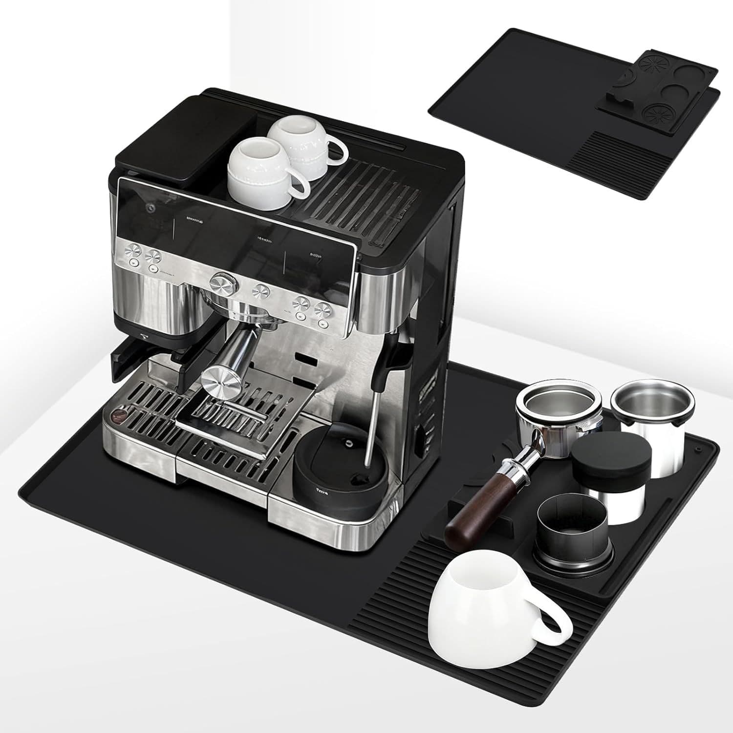 Silicone Coffee Mat Compatible with Ninja Luxe Espresso Machine Non-Slip Heat-Resistant Mat Coffee Tamper Mat 2-in-1