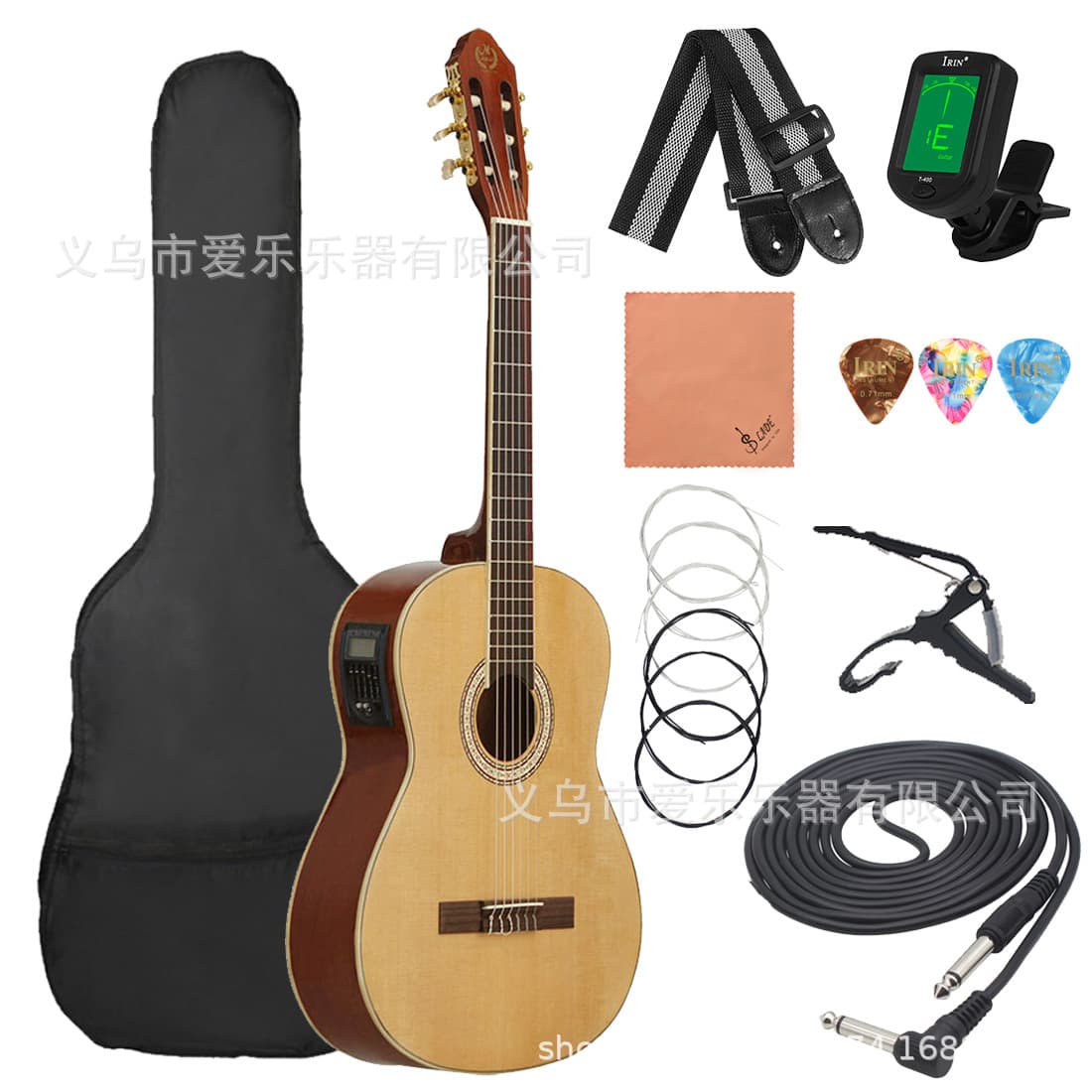 EQ Classical Guitar 39-inch Acoustic-Electric Guitar for Adult Beginners, Spruce Wood Electric Guitar Full Set
