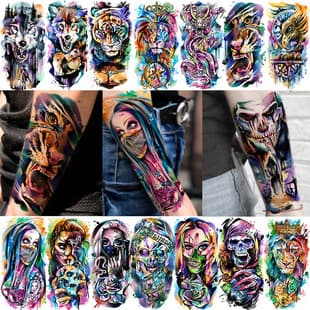 Cross-border Watercolor Tiger Lion Tattoo Sticker Waterproof Arm Leg Temporary Tattoo TEMU Europe America Tattoo