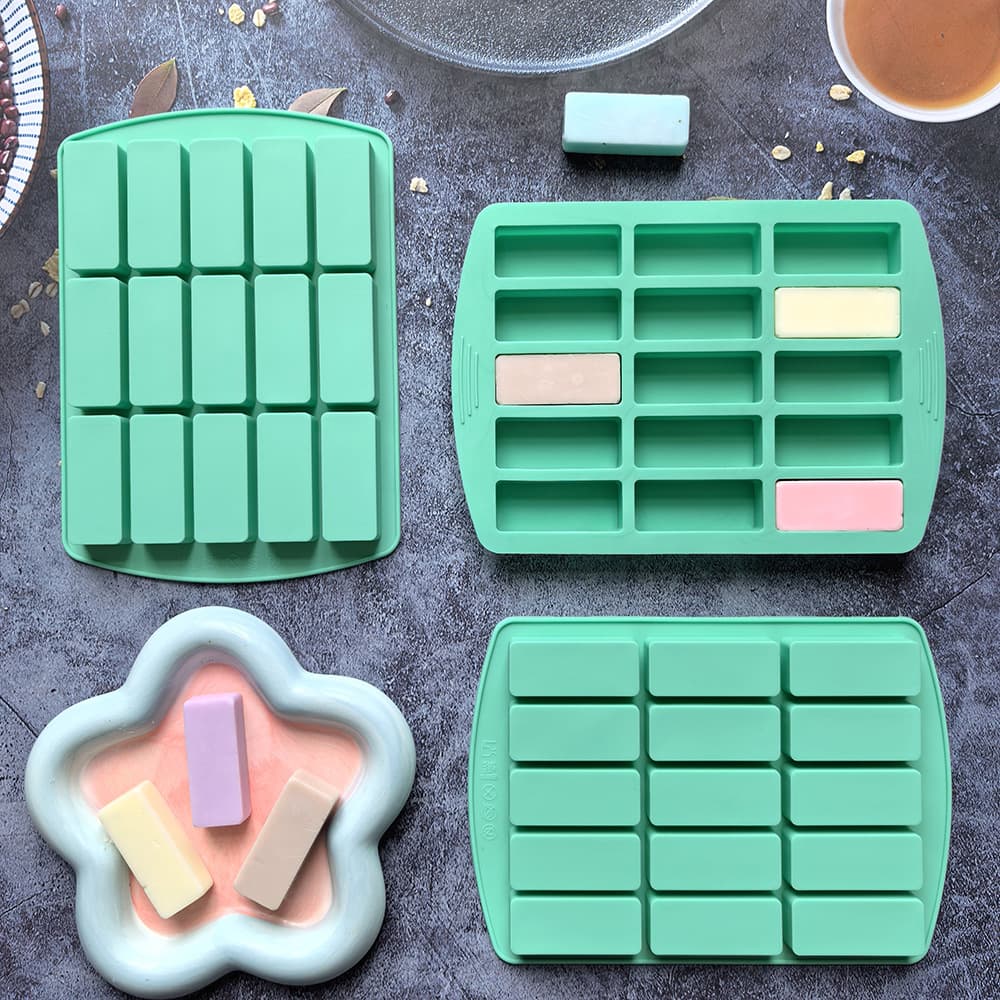15-Cavity Long Strip Small 188 Silicone Mold for Cake, Ice Cream, Pudding, Dessert, Soap, Baking Tool