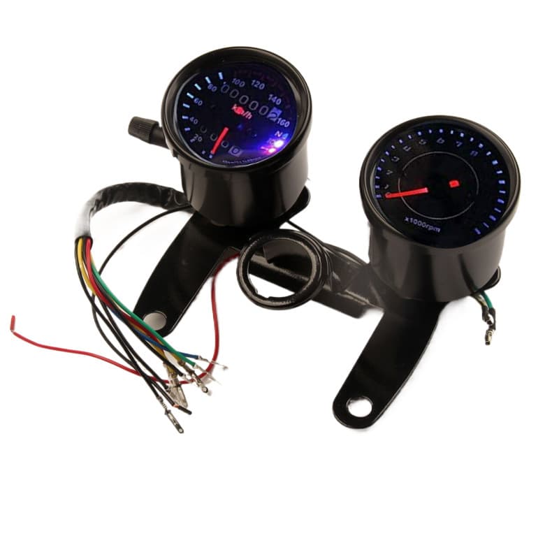Suitable for modified CG125 Harley cruiser retro motorcycle instrument set electronic tachometer dual odometer with lights