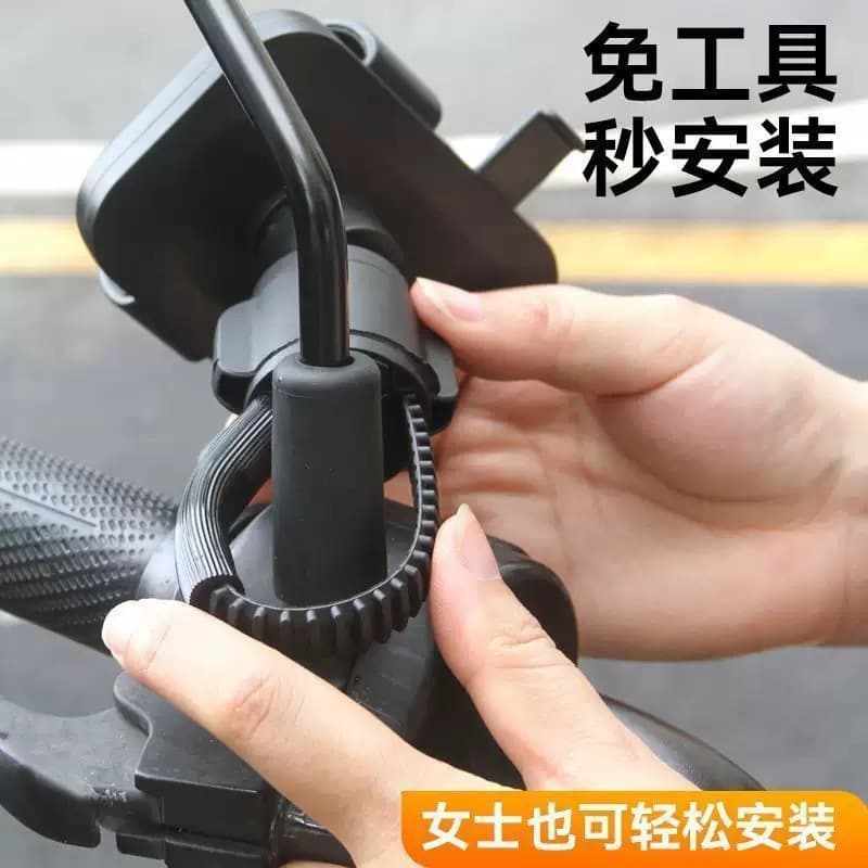 New Cycling Rotating Shooting Anti-Shock Anti-Shake Support Bracket Motorcycle Phone Holder Dedicated for Rearview Mirror Without Disassembly