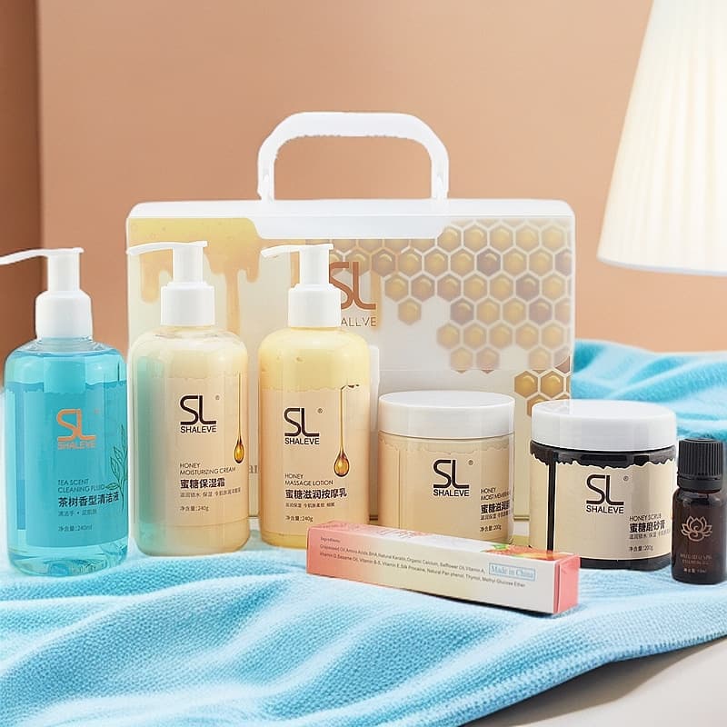 SL Shali Honey Hand and Foot Care Set Whitening Moisturizing Hand Cream Honey Sugar Scrub Massage Lotion