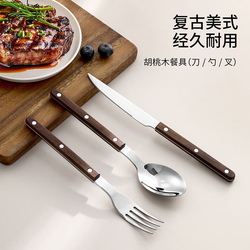 FaSoLa Kitchen Cutlery Food Grade 304 Stainless Steel Western Steak Knife Fork Spoon Dessert Spoon Fork Butter Knife