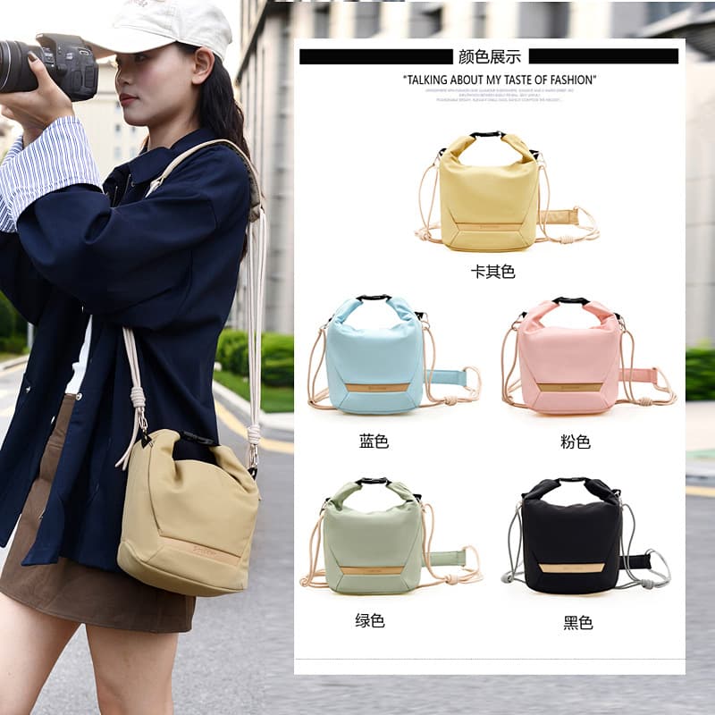 Sony Canon Fuji Camera Bag, Professional Photography Bag, Casual Cloud Roll Single Shoulder Sling Digital Cute Travel Mirrorless Camera Bag