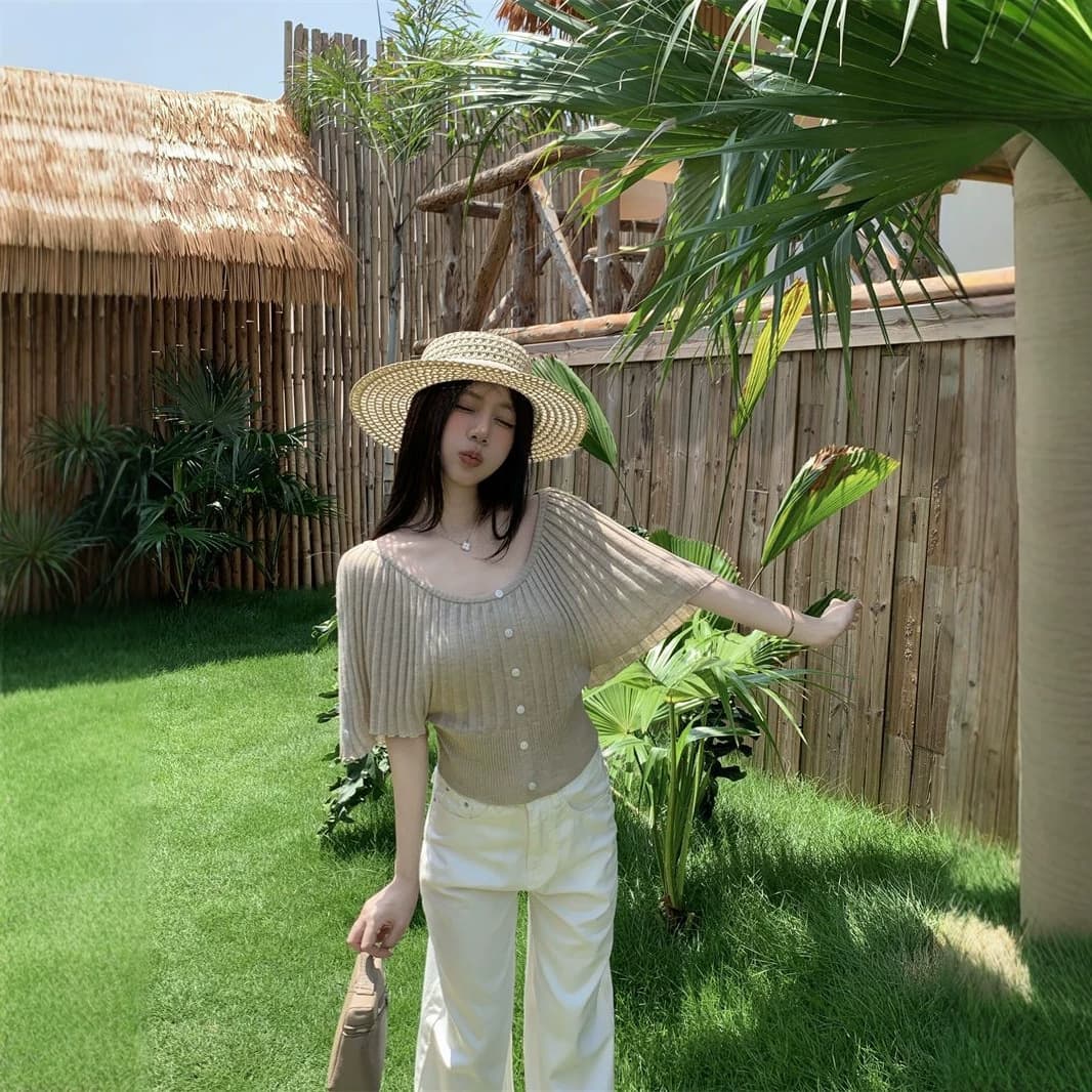 Soft Sweet Pleated Short Sleeve T-Shirt for Women Summer New Stylish Waist-Tightening Slimming Versatile Cropped Knit Top