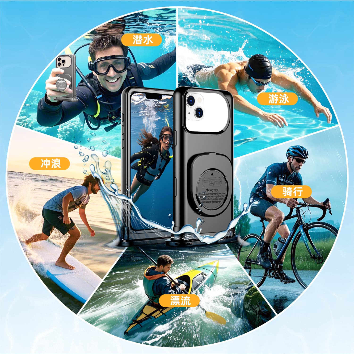 Waterproof Rainproof Case for iPhone 16 Pro/Pro Max, Touch Screen, Underwater HD Photography Phone Case