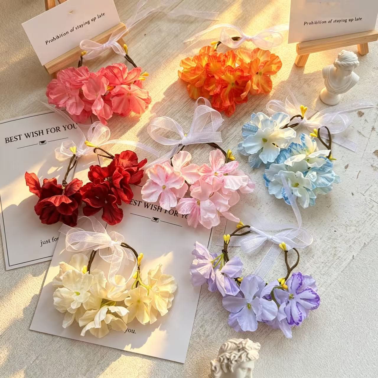 Kids Wrist Corsage Graduation 61 Festival Photo Prop Stage Performance Hand Flower Girls Dancing Colorful Flower Hair Accessory