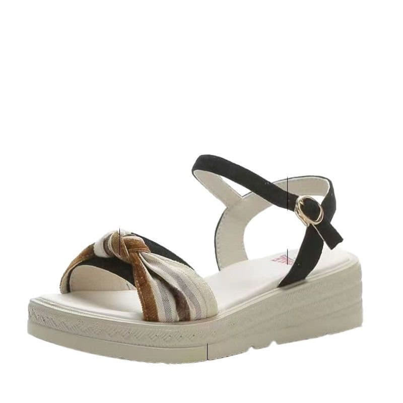 Soft Leather Soft Sole Sandals Women 2026 Summer New Non-slip Sandals Thick Sole Height Increasing Platform Wedge Sandals for Petite Women