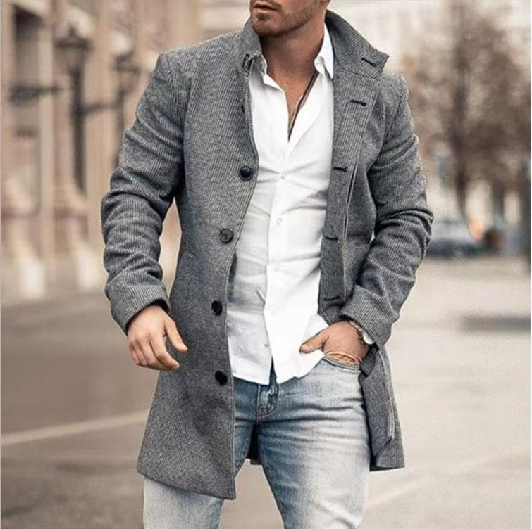 Plaid Men's Coat 2022 New Arrival Export Wish Jacket Europe Station Amazon Trench Coat AliExpress Wool Wholesale