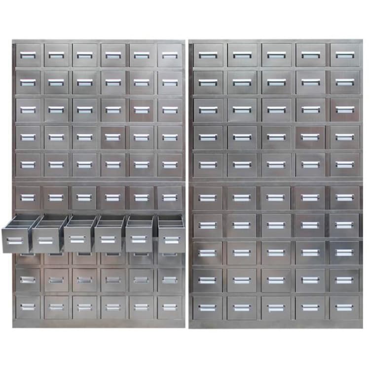 Stainless steel medicine cabinet, thickened steel medicine cabinet for hospitals and pharmacies, herbal medicine cabinet, Western medicine cabinet design