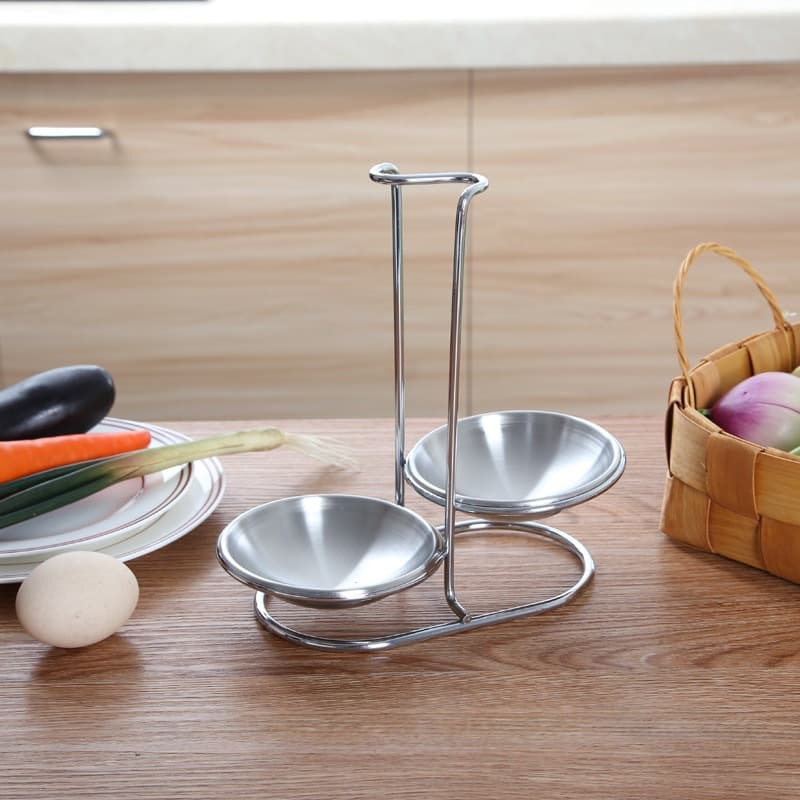 Thickened Stainless Steel Soup Spoon Stand Double-layer Ladle and Strainer Holder Hot Pot Utensils Kitchenware Rack