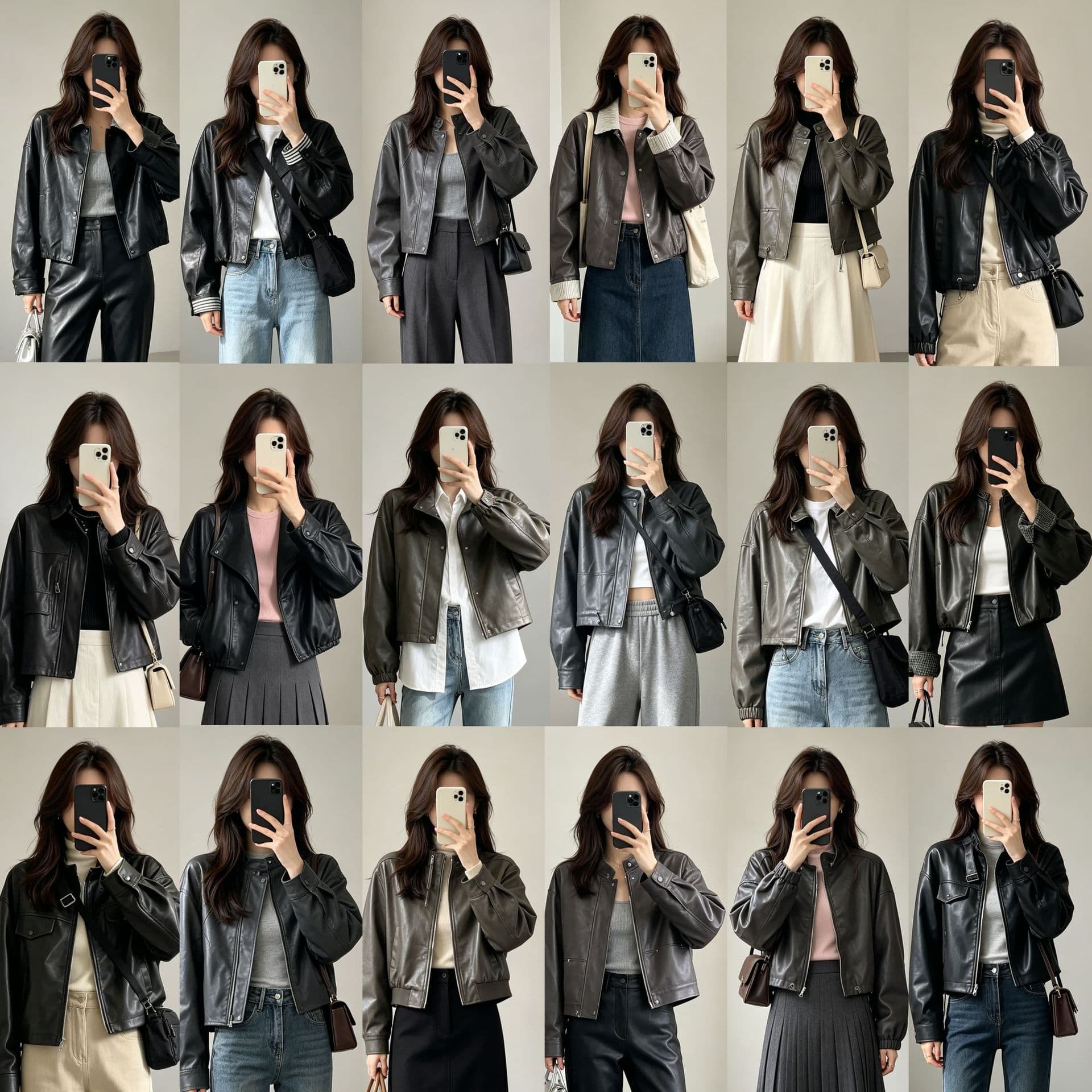 Shisanhang Korean Style Spring/Autumn Short Leather Jacket for Women, Motorcycle Jacket, Women's Clothing Factory Wholesale Direct Source