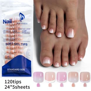 120pcs Cross-border French Gradient Toe Nail Tips Wearable Toenail Covers Simple Toenail Art Press-On Nails