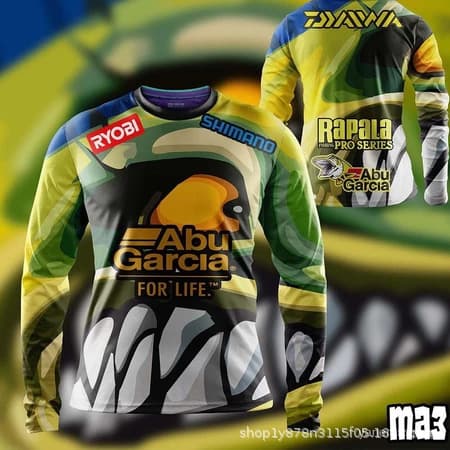 Abu Garcia Edition Fishing Sports Shirt Island Wild Raparabi Baku Pancake Long Sleeve T-Shirt
