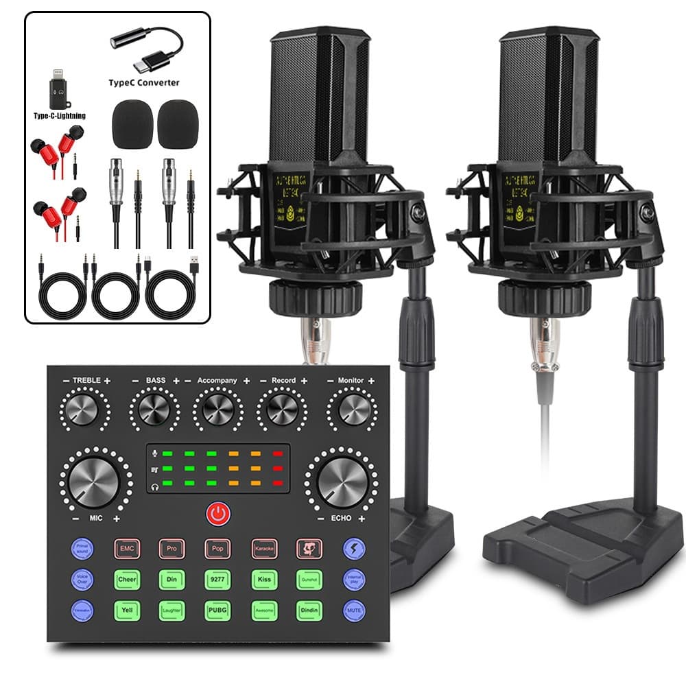 240 Microphone Phone Sound Card Gaming PC Sound Card Microphone Computer Desktop Stand Live Recording