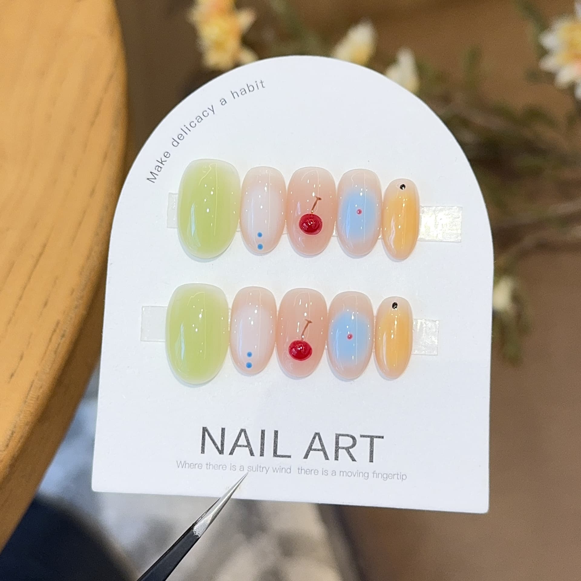 Qianfan [QQ Jelly] Korean dopamine girl short style handmade wearable manicure patch fake nail patch