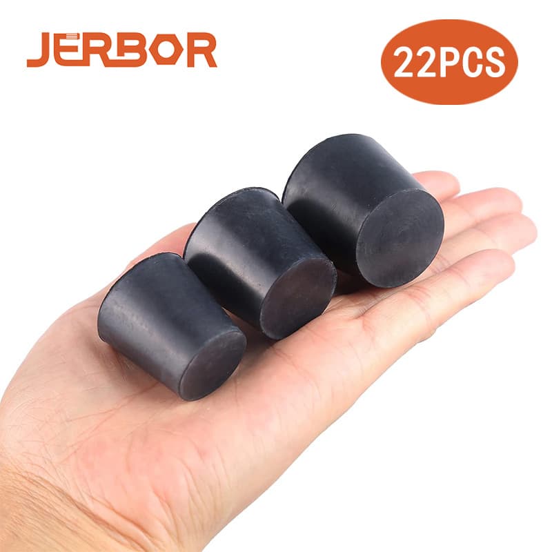 22pcs Boxed Black Rubber Tapered Solid Sealing Plug, Rubber Plug Stopper Sealing Cross-Border Supply