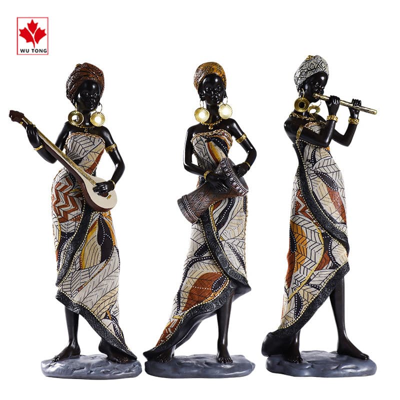 Vintage African Woman Art Sculpture Resin Craft Ornament Wine Cabinet Entryway Showroom Decoration