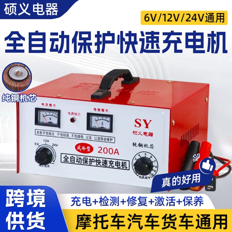 Fully automatic charger, 6V/12V/24V universal car, electric vehicle, and motorcycle intelligent pulse repair battery charger.