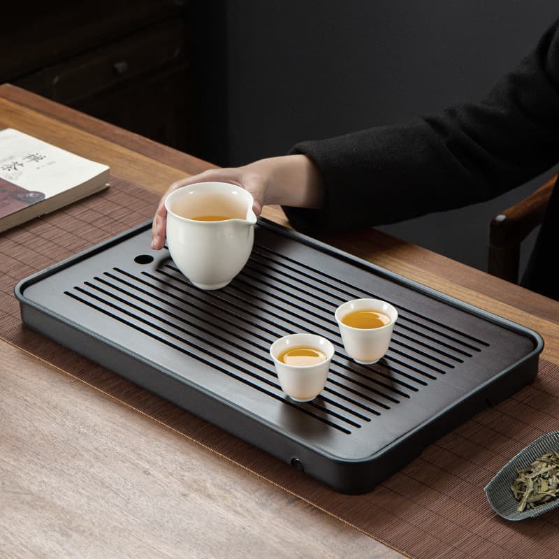 Small Dry Brewing Tea Tray for Home Use, Gongfu Tea Set Tray, Bamboo Tea Board and Holder, Modern Minimalist Set with Drip Tray and Tea Sea