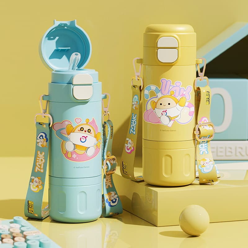 Straw thermos cup, children's water cup, girl's high-looking cup, female straw cup, female student's special kettle for school