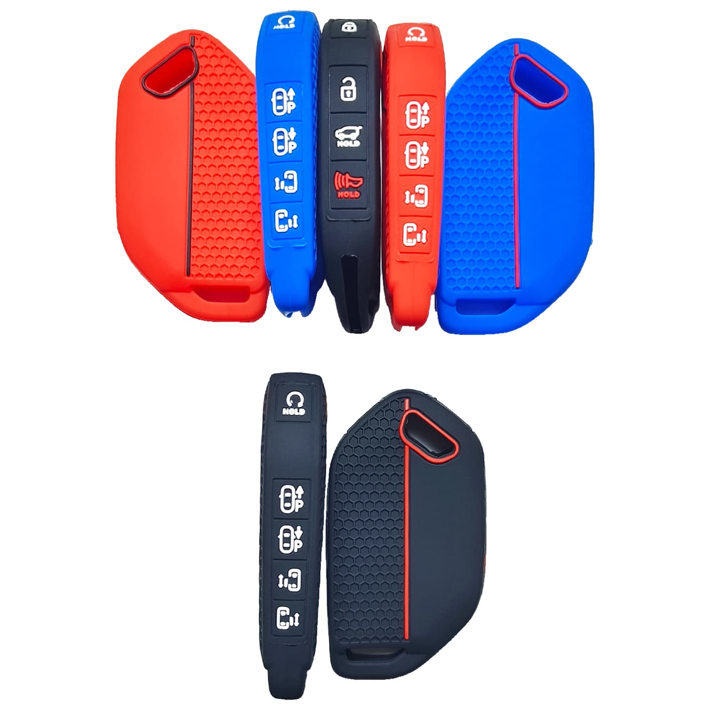 Silicone Car Key Case Cover with Honeycomb Pattern, 9-Button Remote, Compatible with Kia Sportage ACE, Sonet, EV9 GT-Line