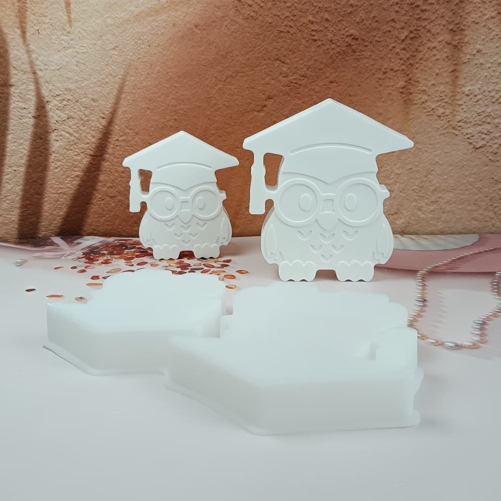 S1696 Graduation Owl Desktop Decoration Cement Plaster Mold DIY Silicone Mold