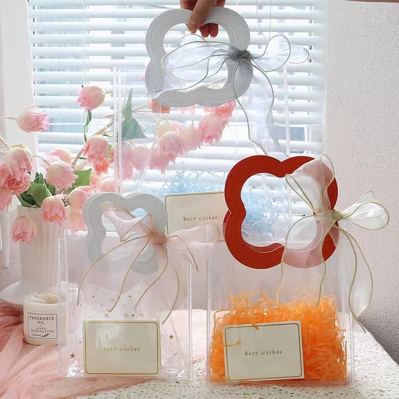 Transparent PVC plastic gift bag, trendy style, suitable for birthday gifts, premium look, wholesale