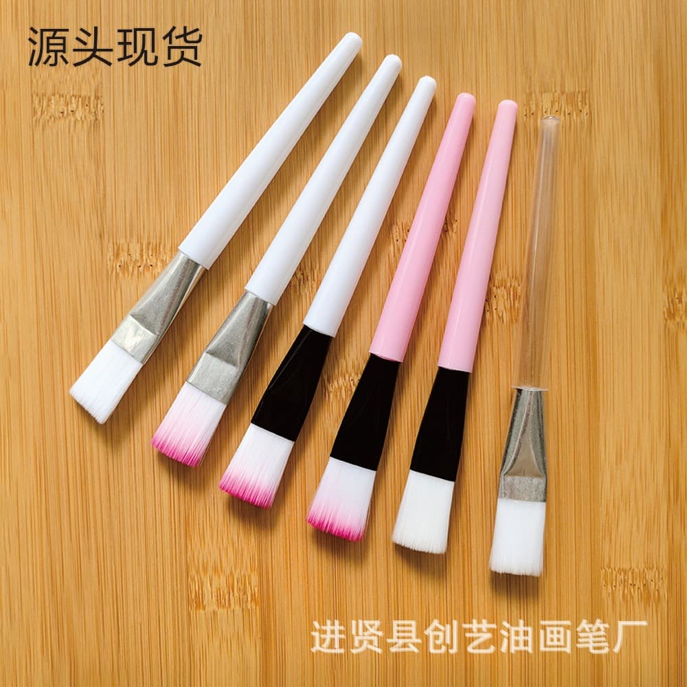 Factory Direct White Handle Pink Handle Soft Nylon Mask Brush, Nylon Beauty Brush, Makeup Brush, Cleansing Brush, Cosmetic Tool Brush