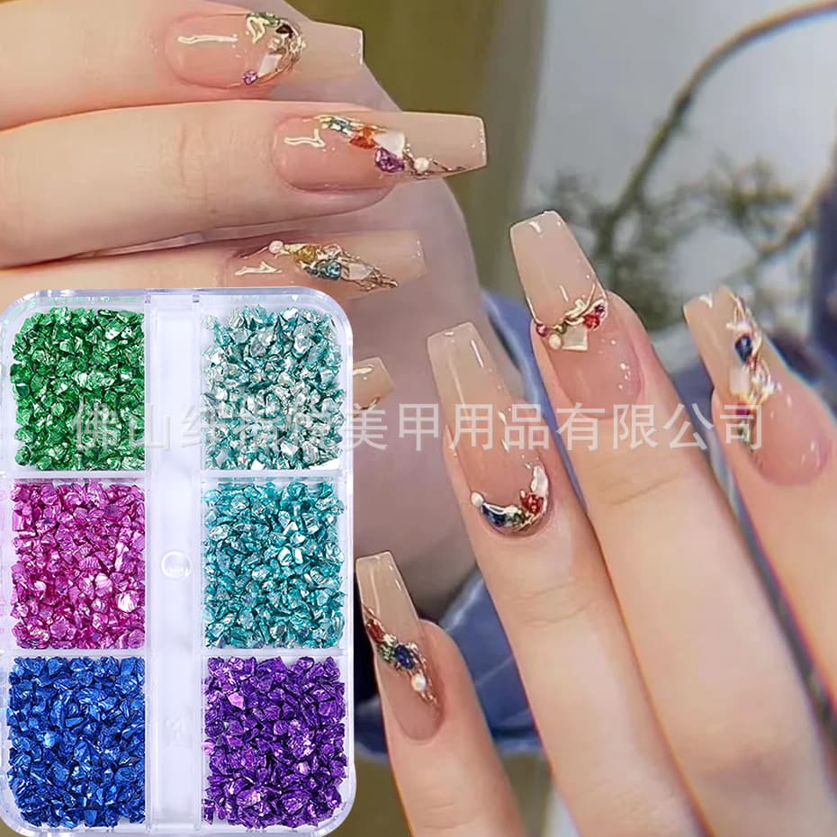 Cross-border hot selling nail art jewelry wholesale ins Japanese colored stone gravel summer dopamine nail decorations