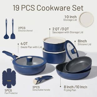 New Best-Selling Detachable Handle Cookware Set Ceramic Blue Milk Pot Frying Pan Saucepan Set