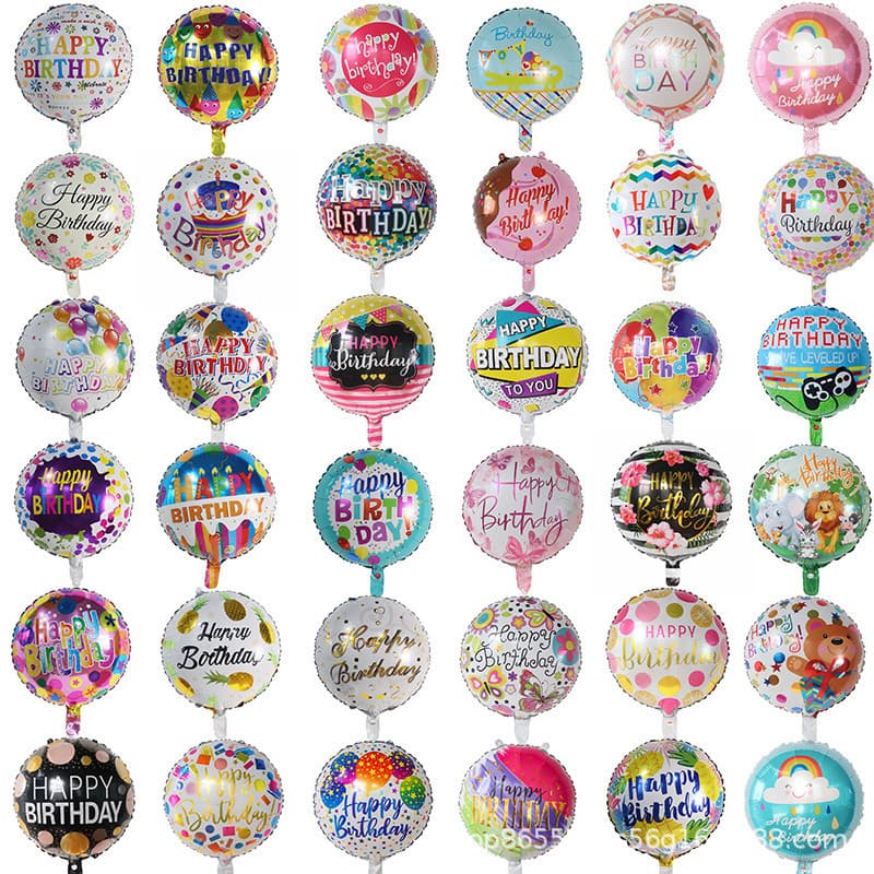 New 18-inch Round Happy Birthday Foil Balloon Birthday Party Decoration Balloon Wholesale