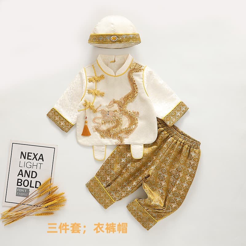 Spring Newborn First Birthday Outfit Baby Tang Suit New Chinese Style Boy's One-Year-Old Birthday Ceremony Clothing Source Factory Wholesale